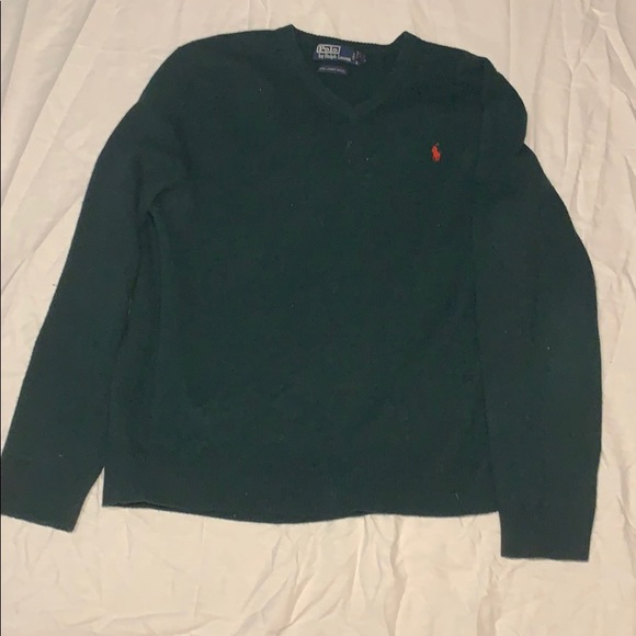 Forrest green Polo by Ralph Lauren v-neck sweater - Picture 2 of 3